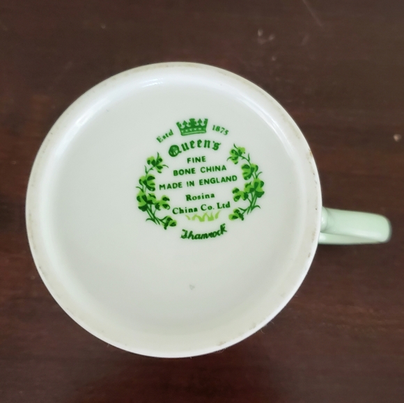 Queen's China Shamrock Coffee Mug Lucky Irish Bone China England ~ Pre-Owned - Picture 8 of 10